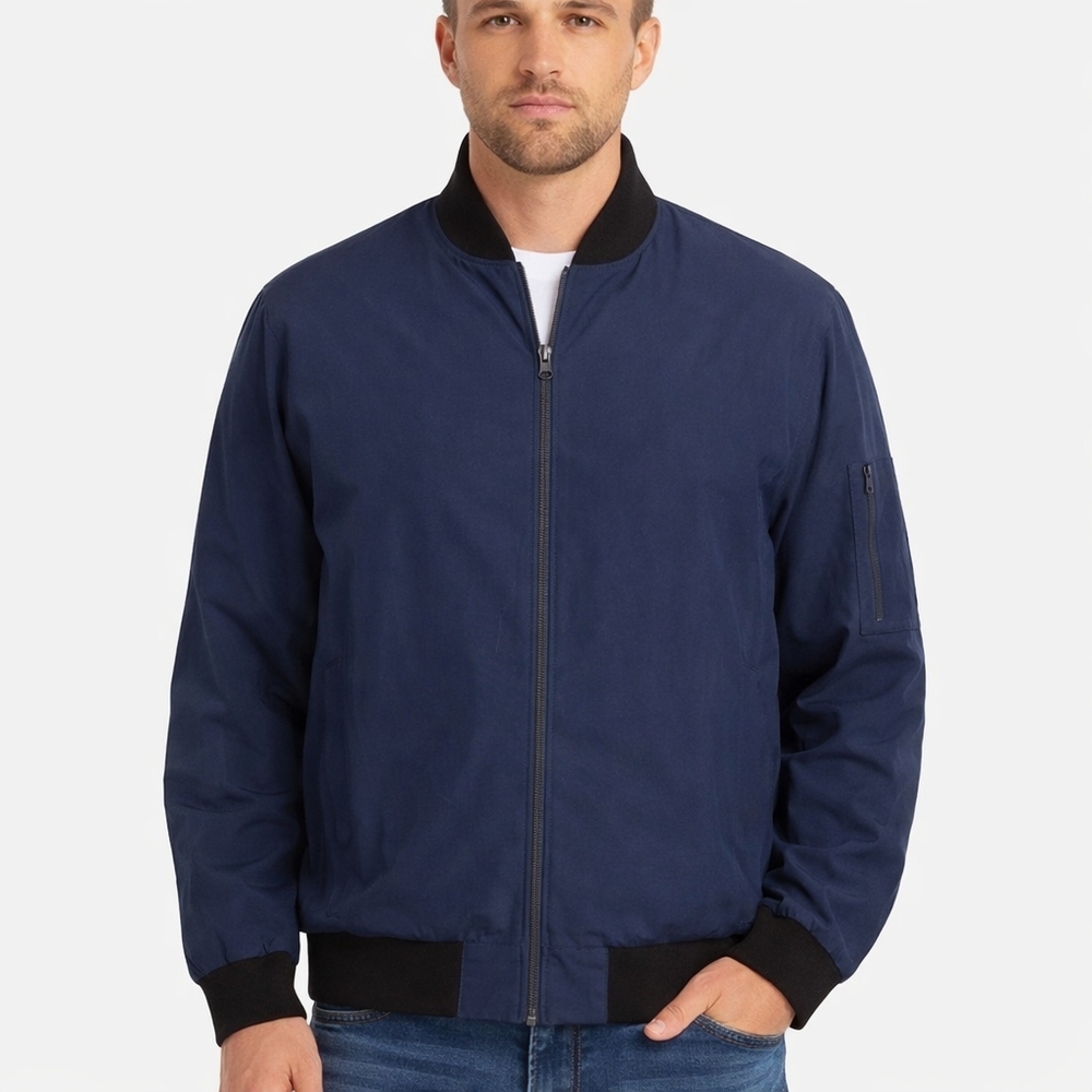 Men’s Navy Bomber Jacket XXL Zip Front Lightweight